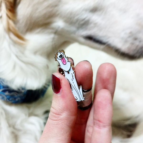 String Bean Borzoi Pin