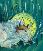 Blue Borzoi Rectangle Canvas